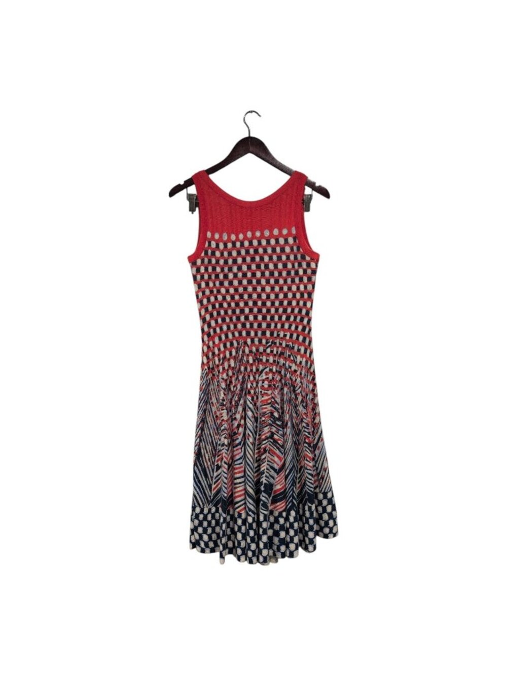 NIC + ZOE Womens Fiore Sleeveless Printed Twirl Dress Blue Orange Geometric Sz S